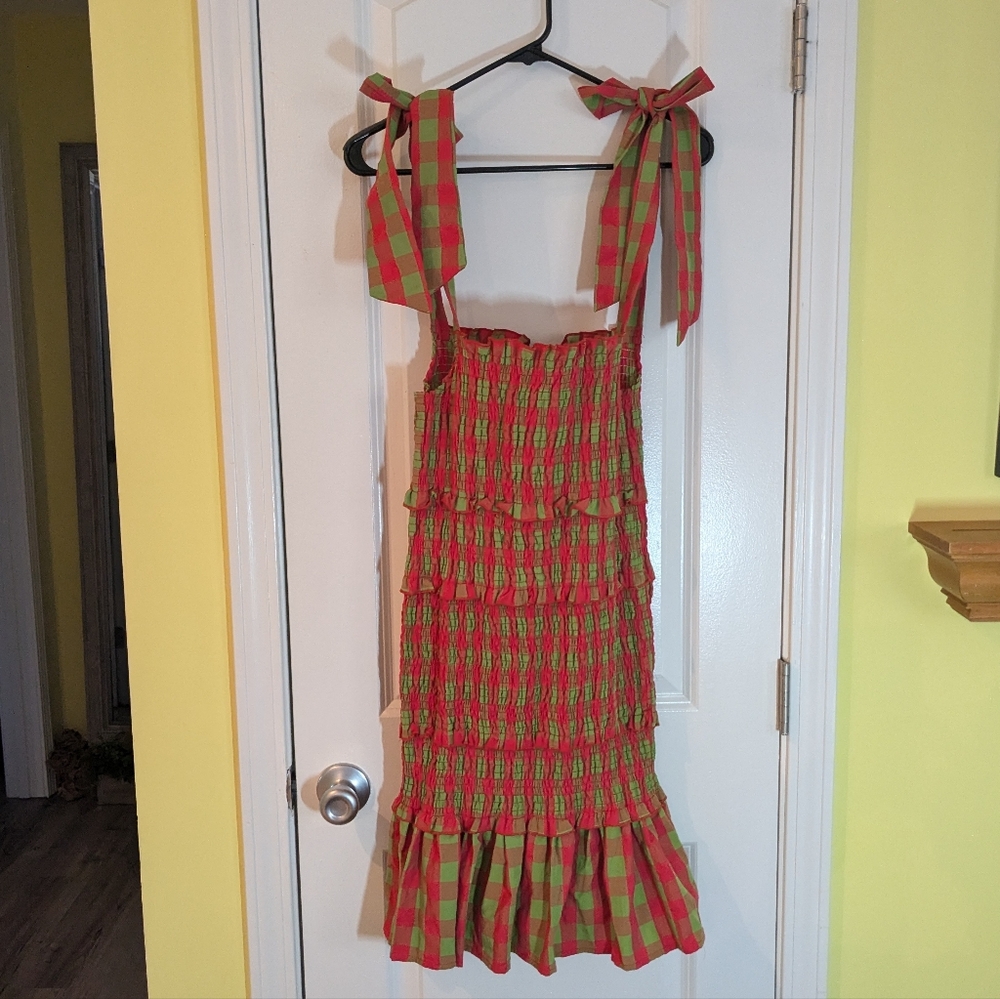 Cider NWT Red and Green Smocked Dress